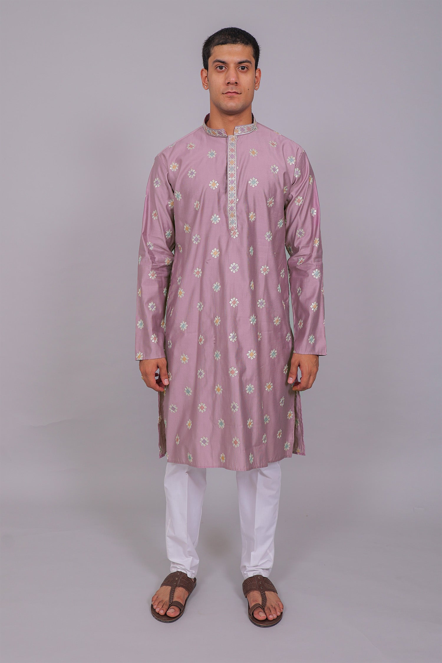 Bluesaanchi Handcrafted Cotton Kurta Pajama Set for Men – Purple | Swadesiicart