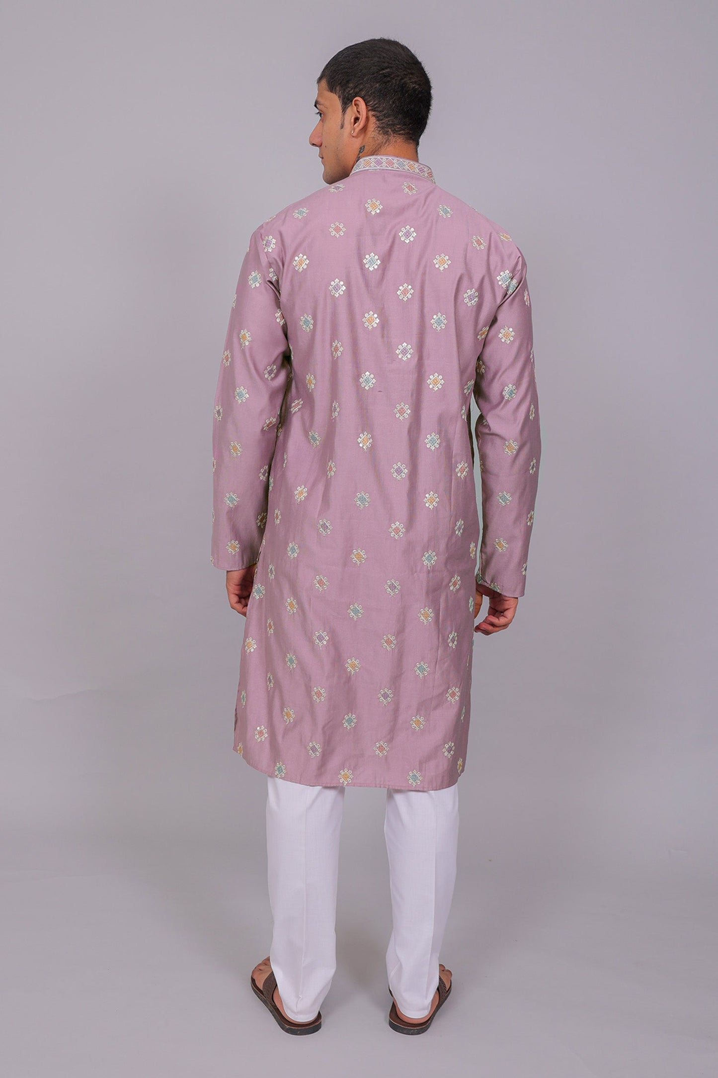 Bluesaanchi Handcrafted Cotton Kurta Pajama Set for Men – Purple | Swadesiicart