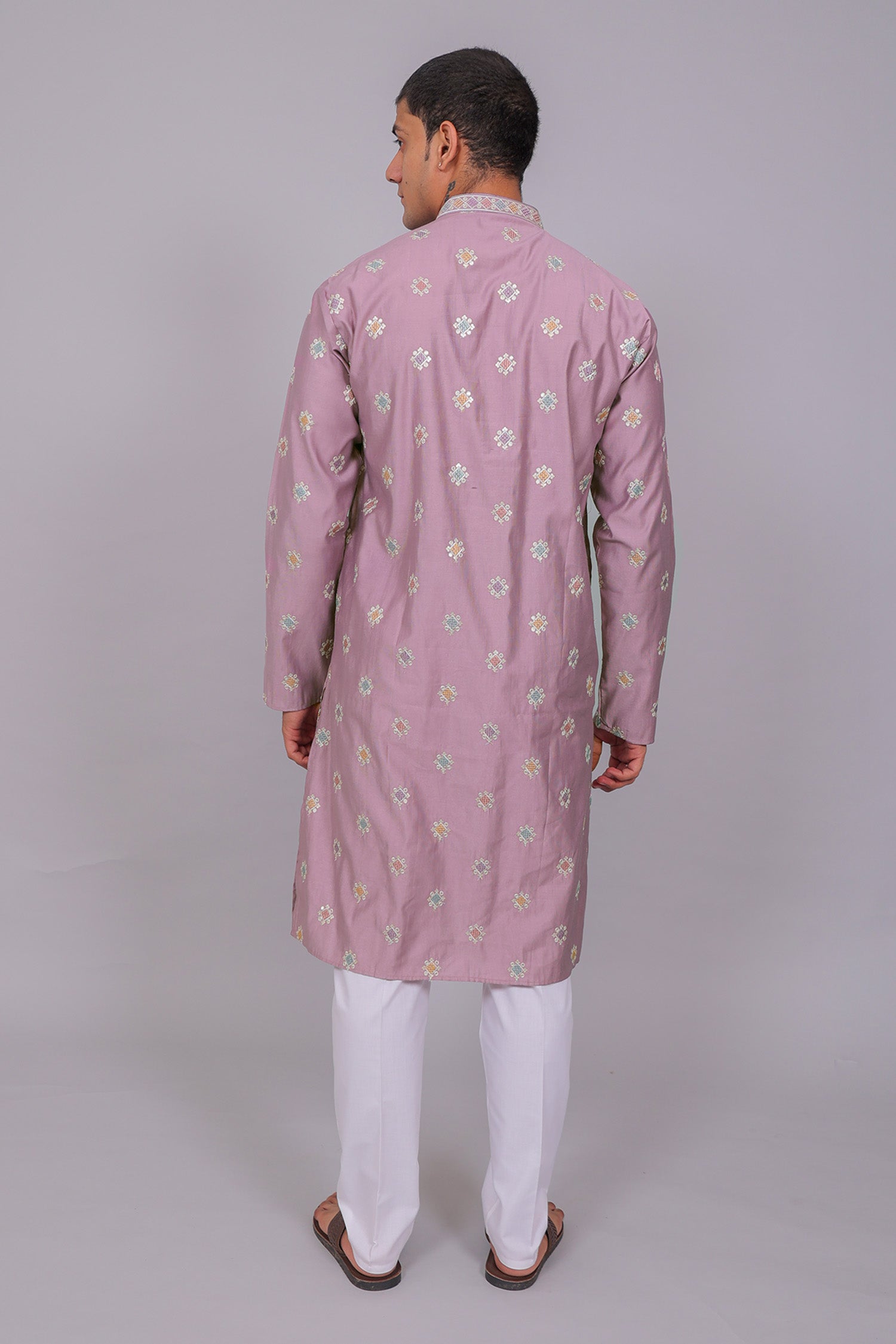 Bluesaanchi Handcrafted Cotton Kurta Pajama Set for Men – Purple | Swadesiicart