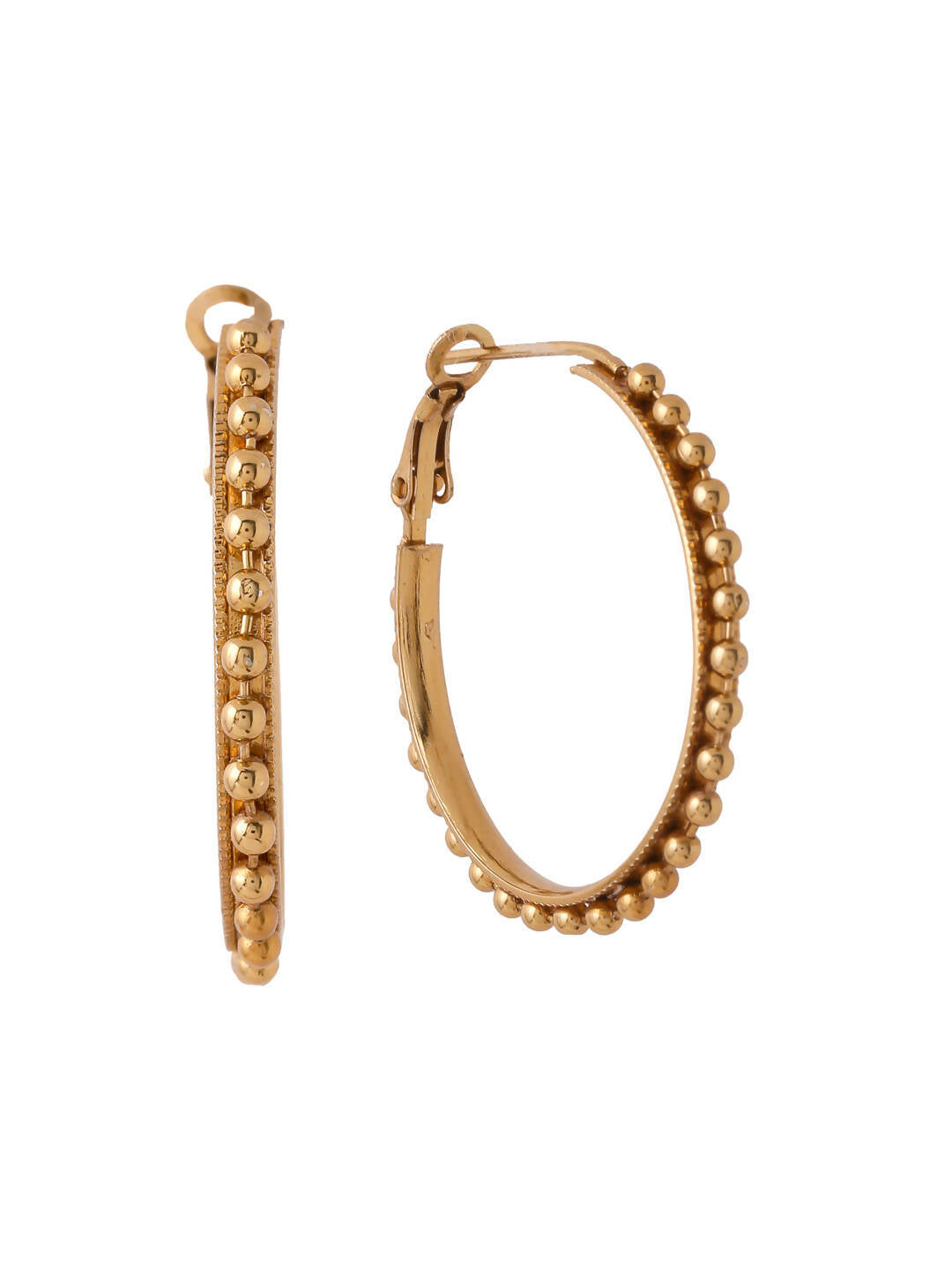 NVR Women Gold Toned Beaded Circular Earrings | Swadesiicart