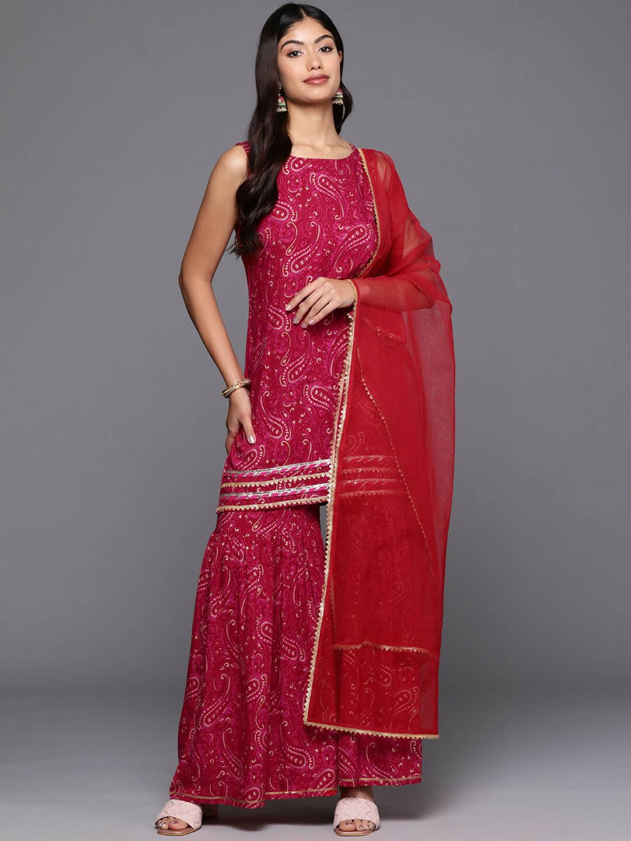 Ahalyaa Women's Traditional wear Kurta Set - Red | Swadesiicart