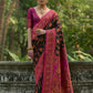 Vishnu Weaves Women's Black Pashmina Silk Thread Woven Saree with Blouse - Swadesiicart