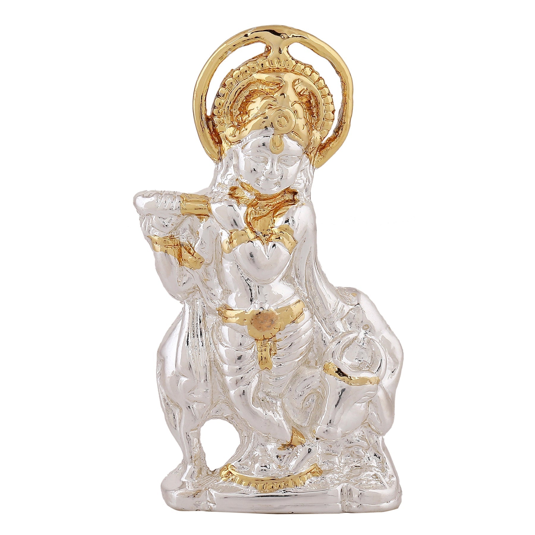 Estele Gold-Polished Divine Bal Lord Krishna Idol for Home/Car Decor - Swadesiicart