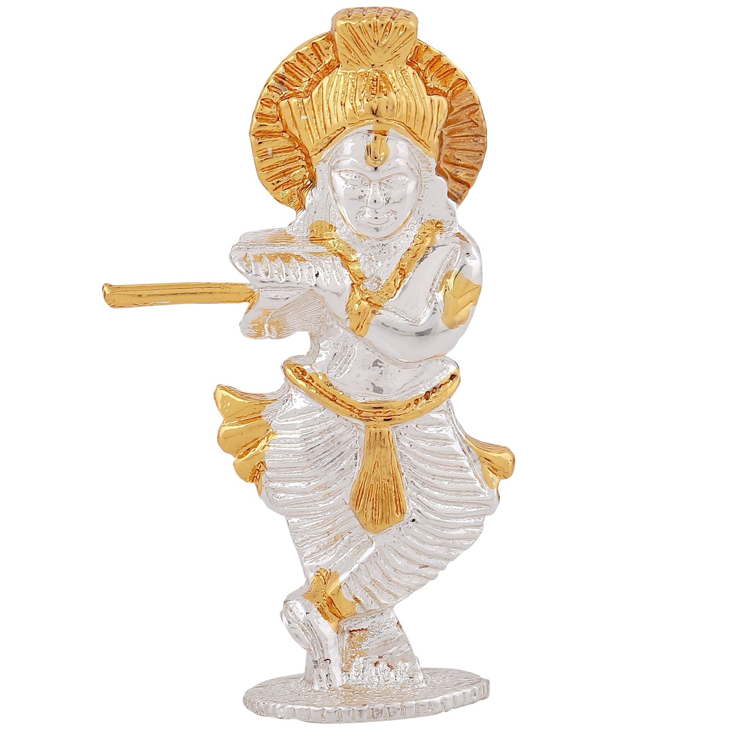 Estele Gold-Polished Divine Lord Krishna Idol for Home/Car Decor - Swadesiicart