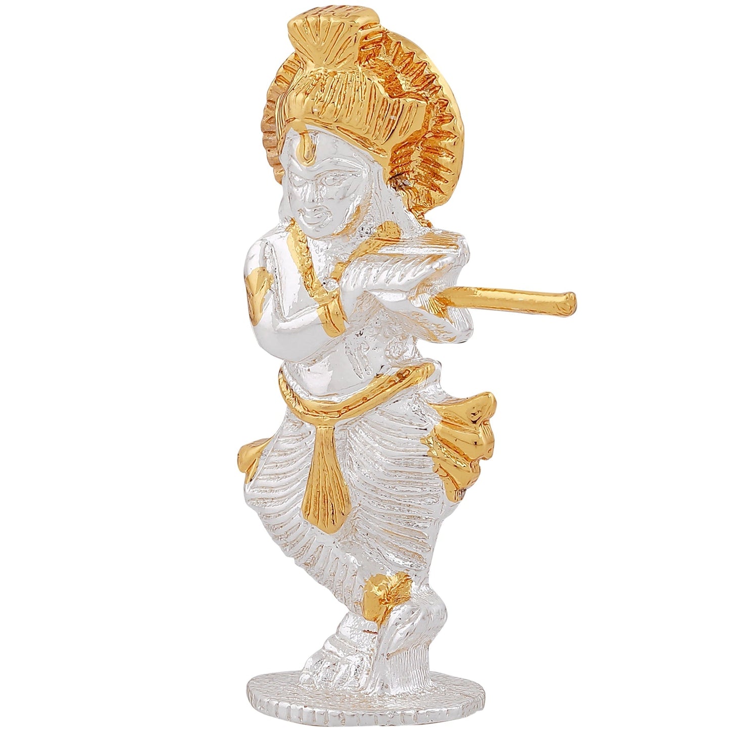 Estele Gold-Polished Divine Lord Krishna Idol for Home/Car Decor - Swadesiicart