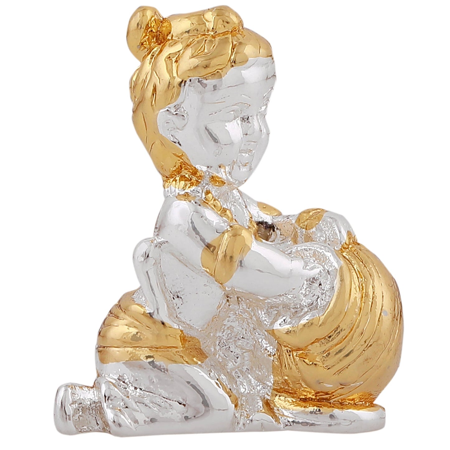 Estele Gold-Polished Makhan Chor Bal Sri Krishna Idol for Home/Car decor - Swadesiicart
