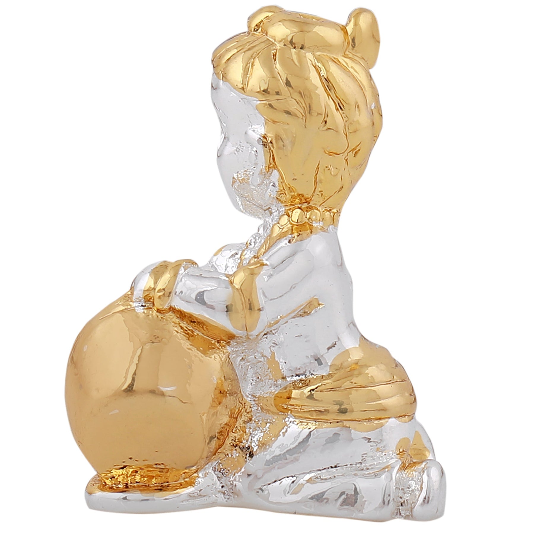 Estele Gold-Polished Makhan Chor Bal Sri Krishna Idol for Home/Car decor - Swadesiicart