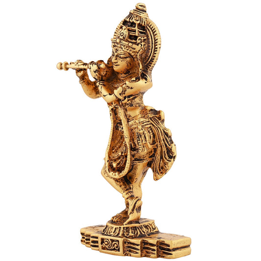 Estele Gold-Polished Sri Krishna Idol for Pooja/Car decor - Swadesiicart