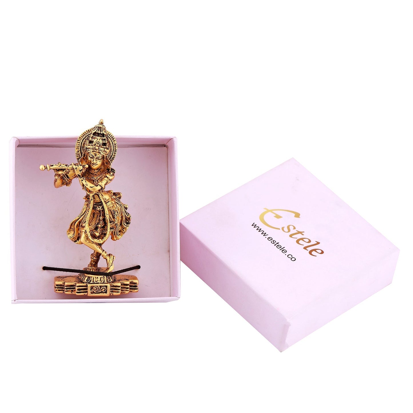 Estele Gold-Polished Sri Krishna Idol for Pooja/Car decor - Swadesiicart