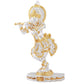 Estele Gold-Polished Playing flute Sri Krishna Idol for Home/Car decor - Swadesiicart