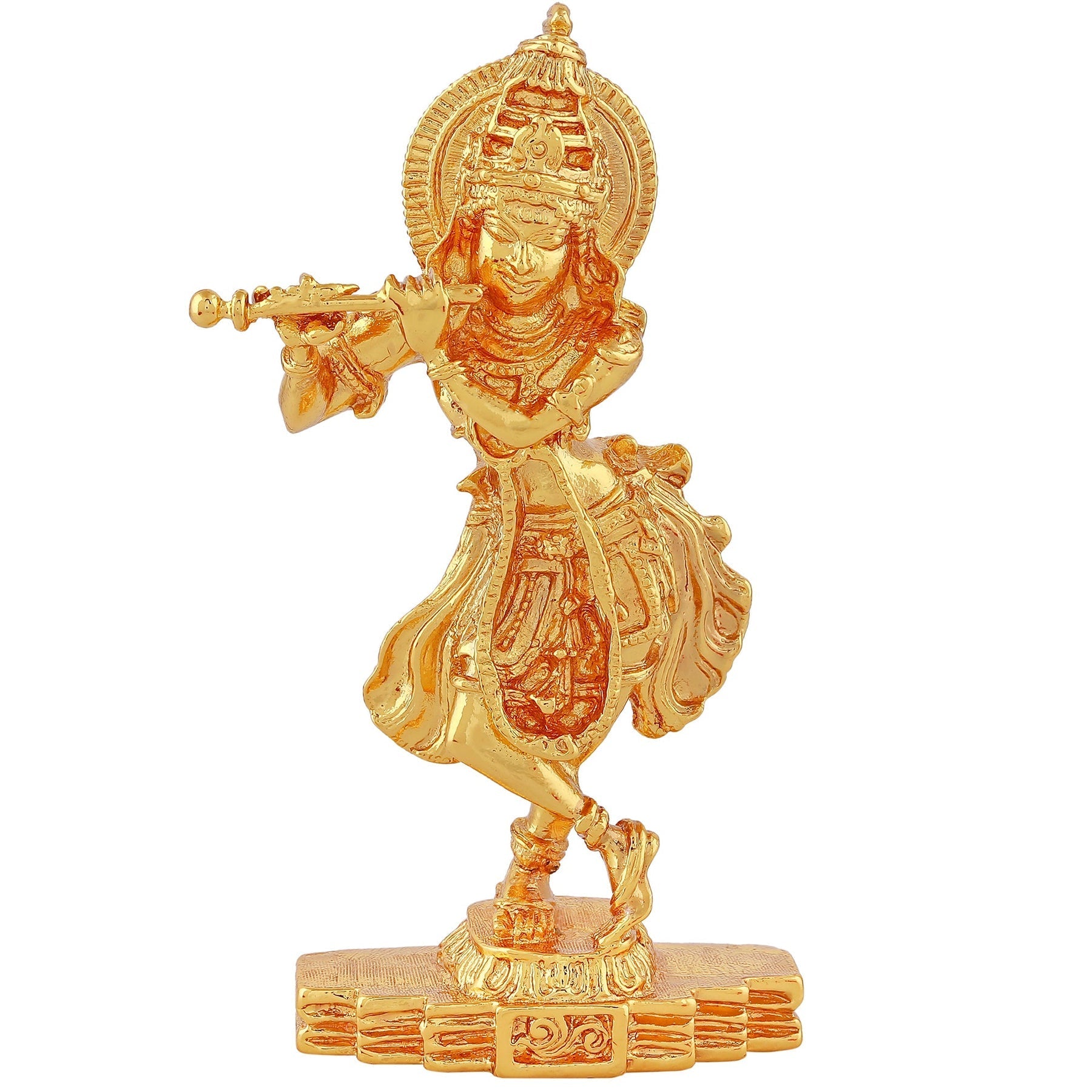 Estele Gold-Polished God of love Sri Krishna Idol for Pooja/Car decor - Swadesiicart