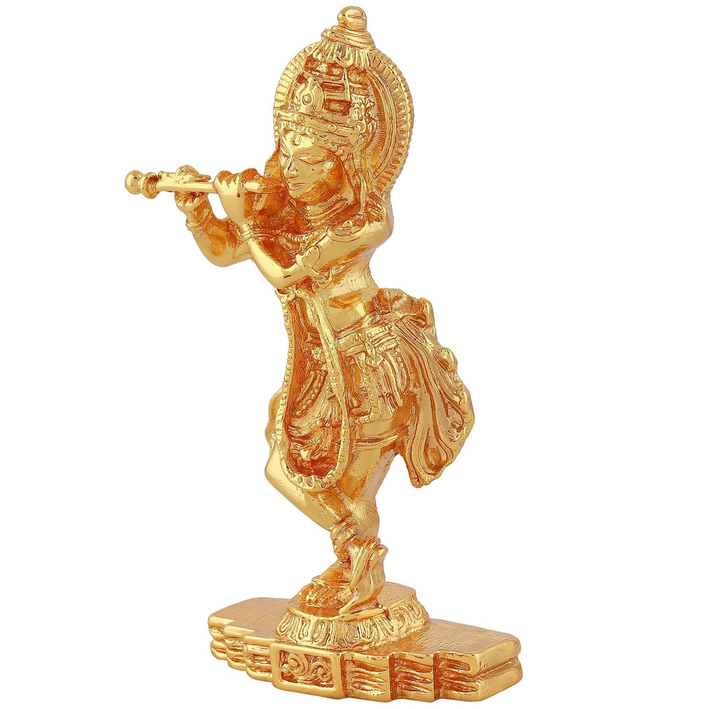 Estele Gold-Polished God of love Sri Krishna Idol for Pooja/Car decor - Swadesiicart