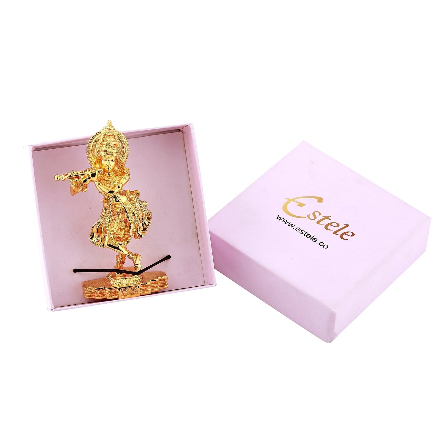 Estele Gold-Polished God of love Sri Krishna Idol for Pooja/Car decor - Swadesiicart