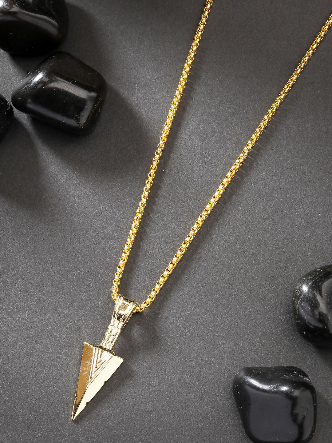 NVR Men's Set of 3 Multicolor Rhodium-Plated Arrow-Shaped Pendant With Chain | Swadesiicart