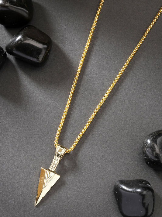 NVR Men's Set of 3 Multicolor Rhodium-Plated Arrow-Shaped Pendant With Chain | Swadesiicart