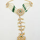 NVR Women's Green Gold-Polished Stone Studded Handcrafted Ring Bracelet - Swadesiicart