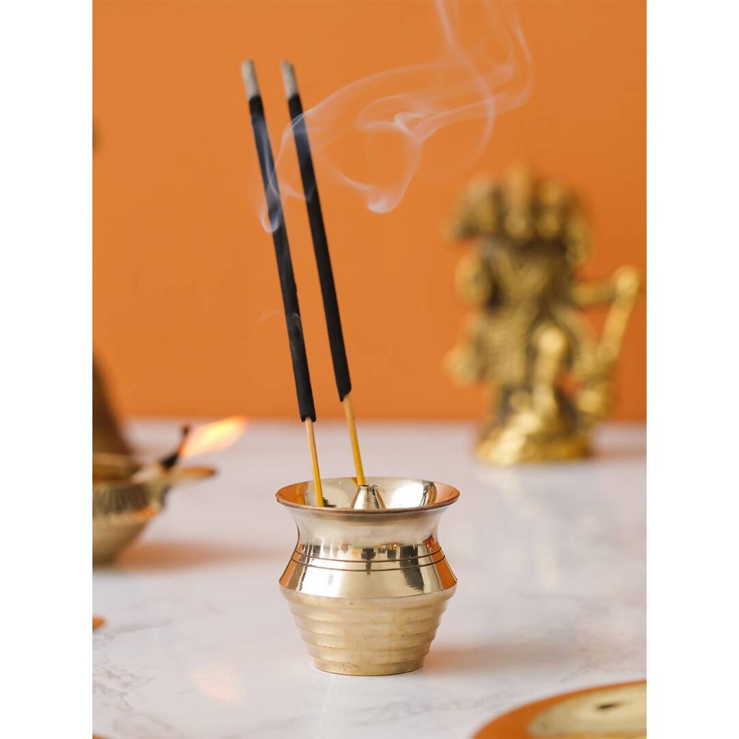 eCraftIndia Yellow Brass Incense Stick Holder | Swadesiicart