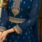 Blue Heavy Faux Georgette Anarkali Embroidered Kurta Set - Dhvani