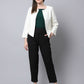 Even Apparels White 100% Viscose Open Front Statement Women's Jacket | Swadesiicart