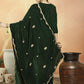 Jyoti Fashion Women's Green Velvet Cording with Resham Thread & Sequin Kurta with Trouser & Dupatta | Swadesiicart