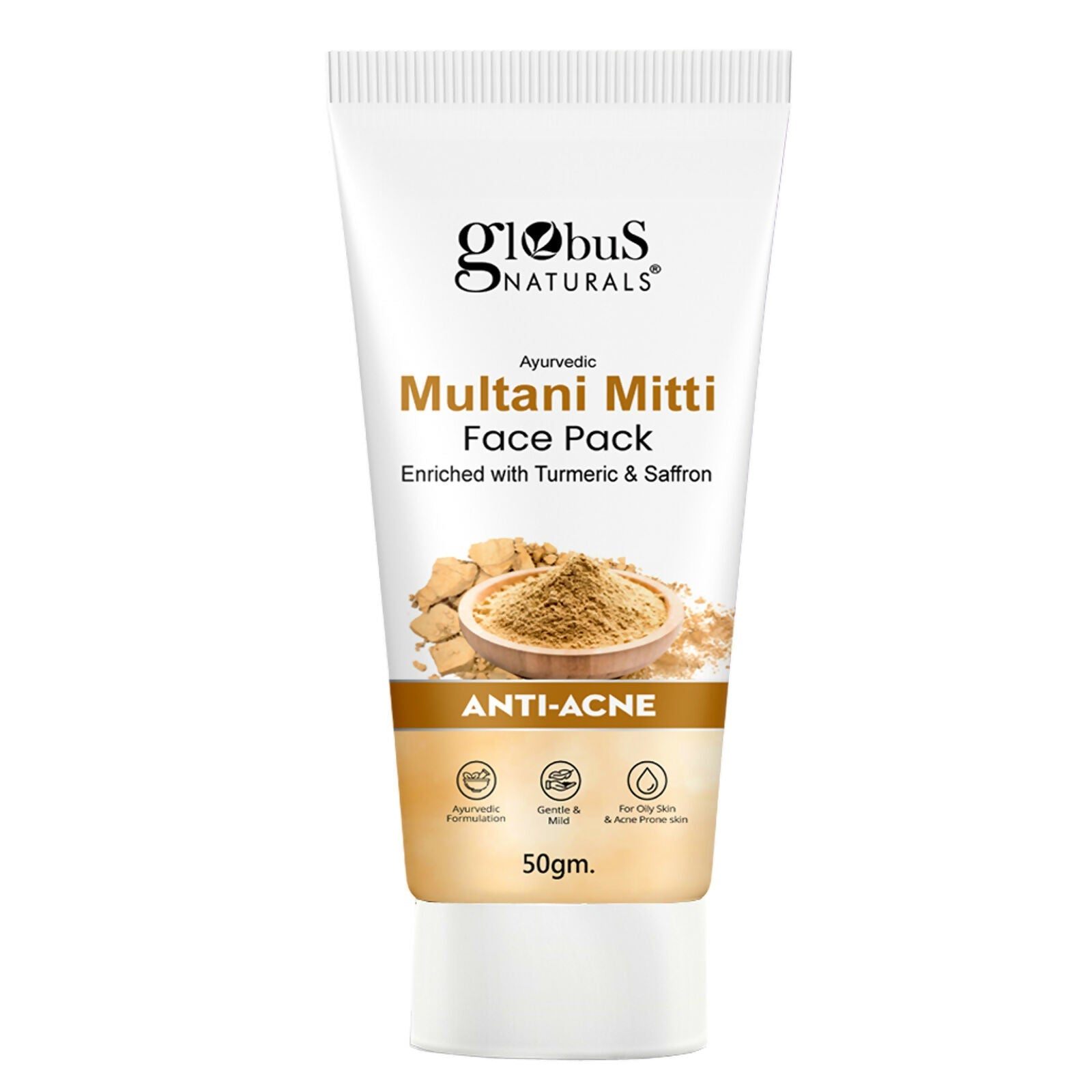 Globus Naturals Anti Acne Multani Mitti Face Pack, For Oily & Acne Prone Skin | Swadesiicart