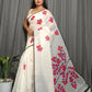 Exclusive Collection Beautiful White Red Pure Cotton Hand Print Handloom Saree With Running Blouse Piece - Swadesiicart