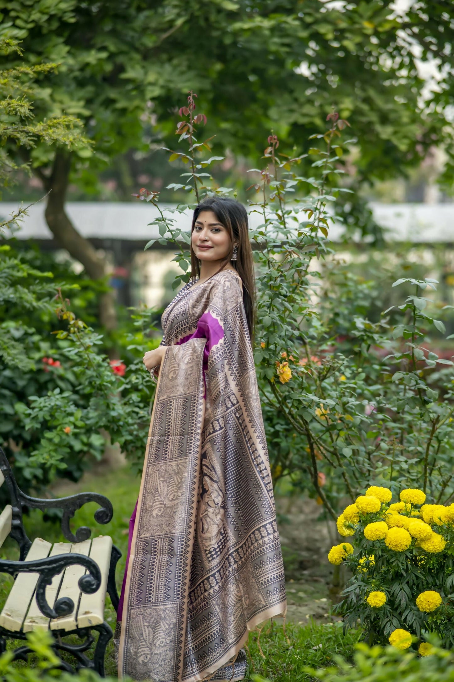 Vishnu Weaves Women's Wine Soft Tussar Silk Saree with Blouse - Swadesiicart