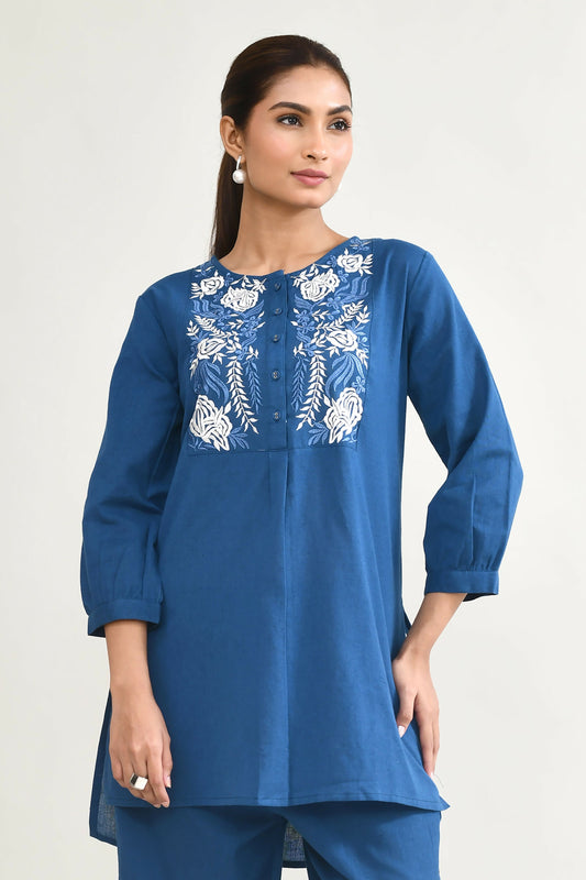 Joban Fashion Royal Blue Cotton Coord Set - Swadesiicart