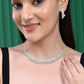 VOJ Silver Plated AD Stone Studded Necklace With Earrings Jewellery Set - Swadesiicart