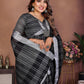 Aastha Fashion Black Linen Weaving Saree