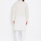 Even Apparels Cream Linen Men's Kurta With Band Collar | Swadesiicart