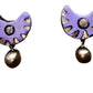 Terracotta Crescent Shaped Ear Studs With Drops