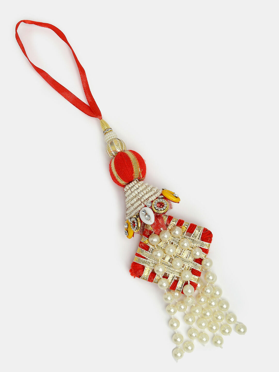 NVR Women & Men Set of 2 White Pearl Bhaiya Bhabhi Rakhi With Roli Chawal & Chocolate | Swadesiicart