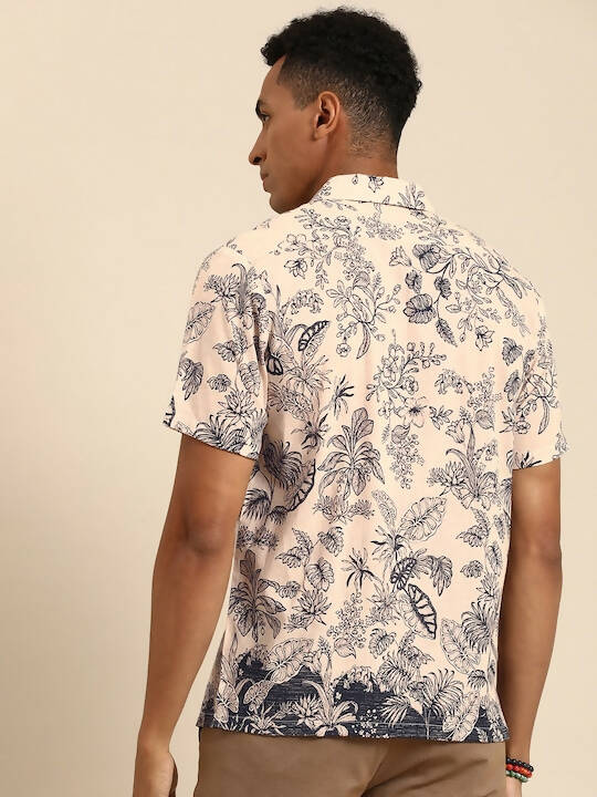 Off White Relaxed Floral Opaque Printed Casual Resort Shirt - Mahotsav | Swadesiicart