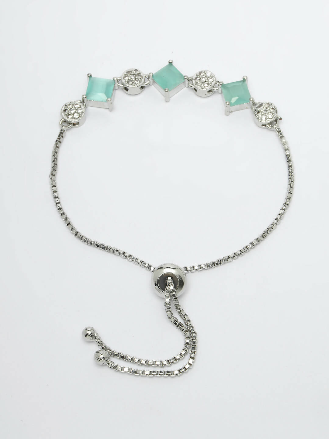 NVR Women Silver Plated & Blue Cz Stone Handcrafted Jewellery Set - Swadesiicart