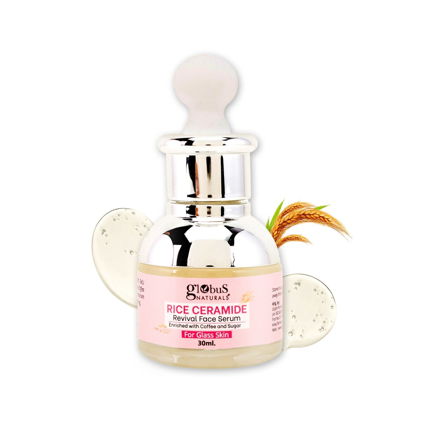 Globus Naturals Rice Ceramide Revival Face Serum, For Korean Glass Skin | Swadesiicart