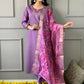 Partywear Designer Purple Viscos Rayon Stitched Suit With Dupatta - Tanisha | Swadesiicart