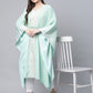 Ahalyaa Women Sea Green Crepe Printed Kaftan Kurta | Swadesiicart