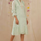 Juniper Women Sagegreen Cotton Dobby Woven Design A-Line Dress | Swadesiicart