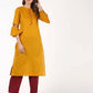 Aniyah Cotton Criss Cross Bell Sleeves Straight Mustard Color Kurta (AN-146K) - Swadesiicart