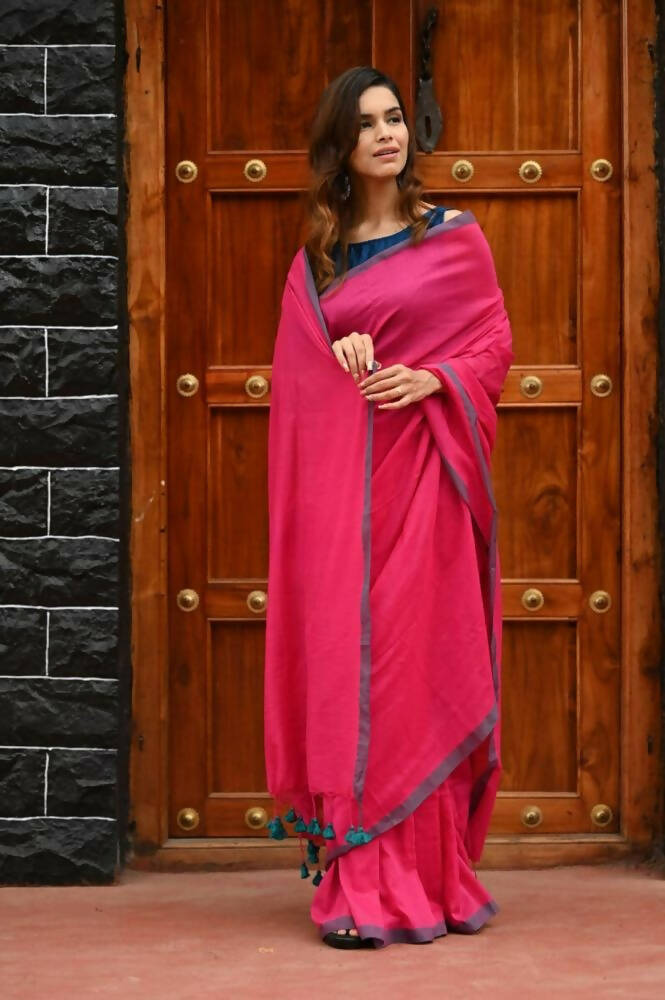 Very Much Indian Saadgi Pure Cotton Handloom Sarees With Intricate Borders | Swadesiicart