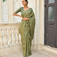 Vishnu Weaves Women's Mahendi Handloom Raw Silk Saree with Blouse - Swadesiicart