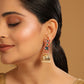 Nuyug 22K Gold-Plated Enamel & Beaded Dome Shaped Jhumka Earrings | Swadesiicart