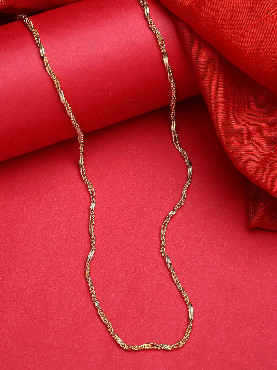 NVR Women's Set of 2 Gold-Polished Minimal Chain | Swadesiicart