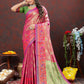 Lorenvalley Fashion Magenta Kanjivaram Silk Woven Design with Zari Weaving Saree - Swadesiicart