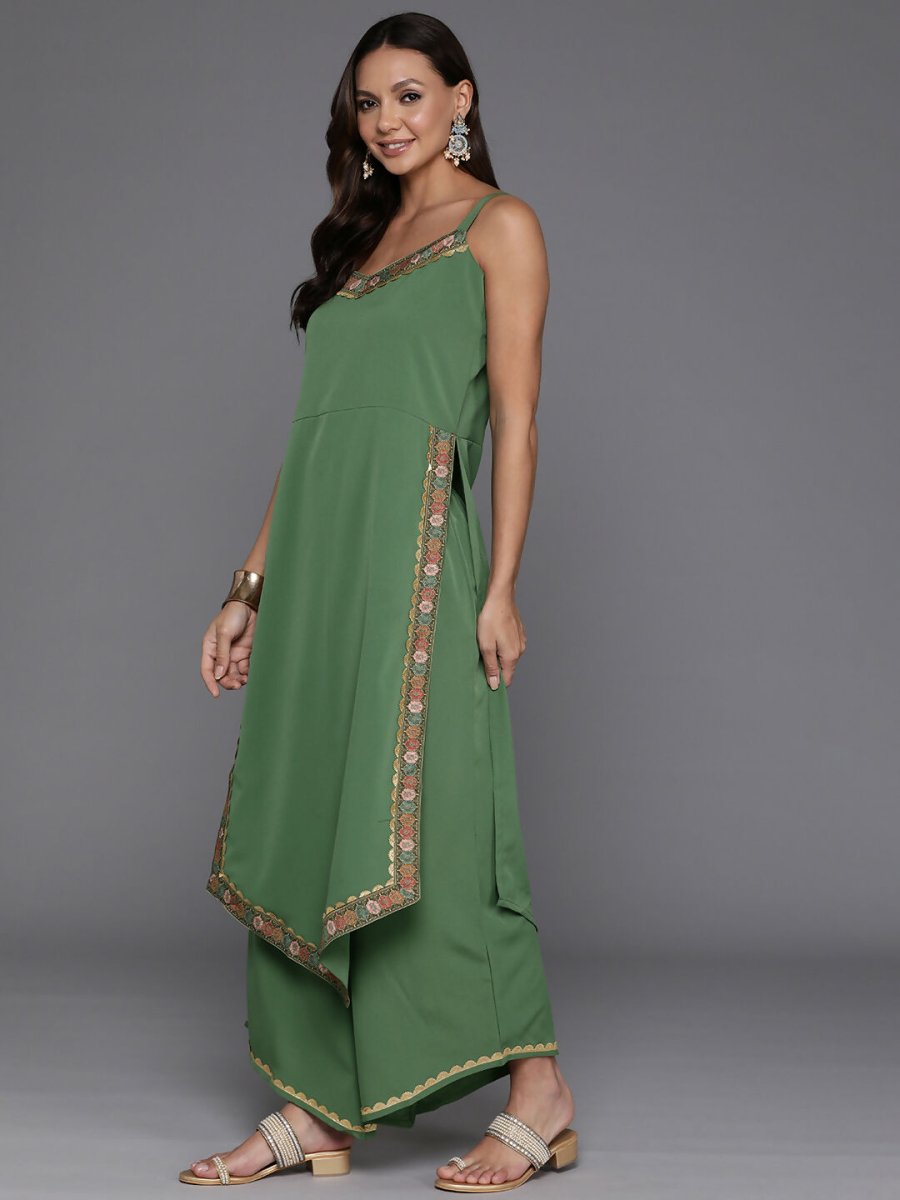 Ahalyaa Women's Traditional wear Kurta Set - Sage Green | Swadesiicart