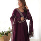 Joban Fashion Wine Kurta Set Chanderi Sequence Embroidery Work - Swadesiicart