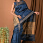 Very Much Indian Handloom Pure Dupion Silk Saree With Sleek Golden Border - Blue | Swadesiicart