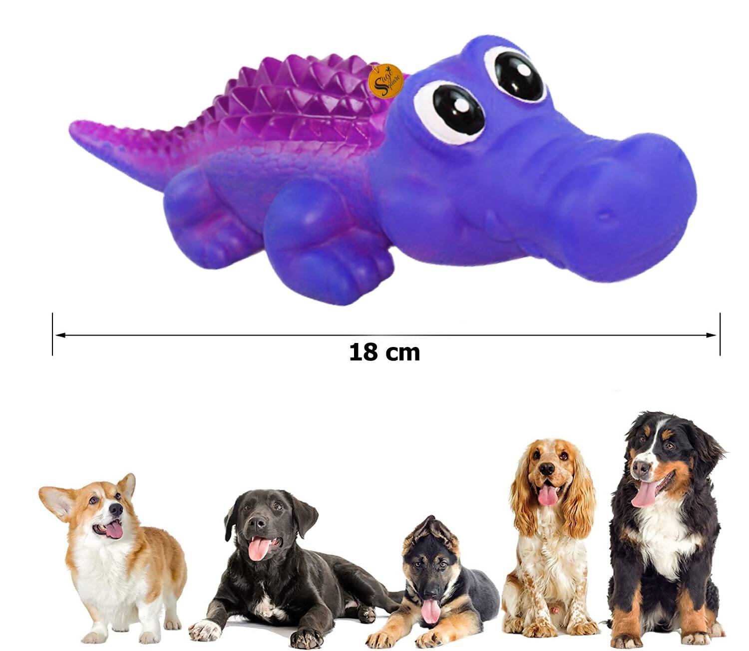 Sage Square Durable Interactive Dog Squeaky Crocodile Toy (Random Color) - Swadesiicart