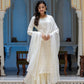 Kaajh Women's Off White EmbroideOff White Silk Kurta Sharara Set With Kota Doria Dupatta | Swadesiicart